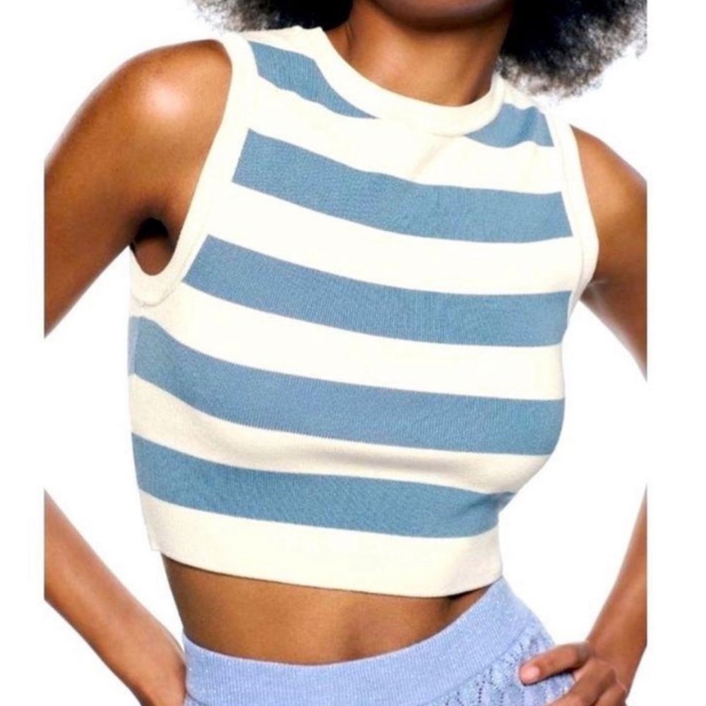 Zara Striped Knit Crop Top - Small